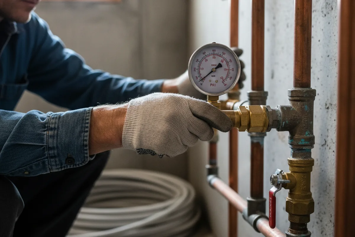 Pressure testing a repaired line during Water Line Repair in North Berwick